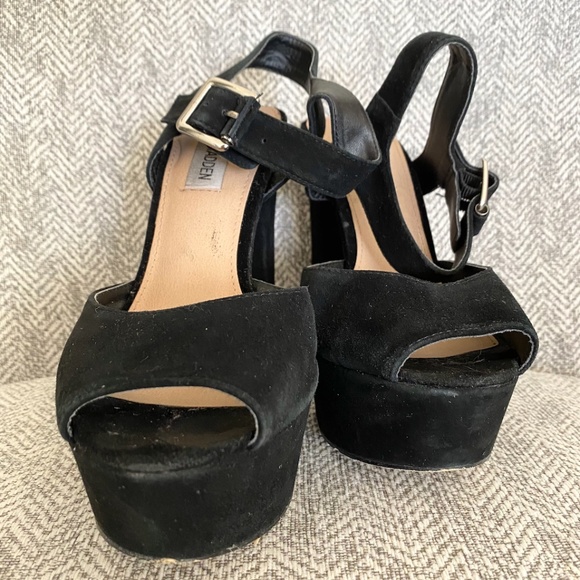 Steve Madden Jillyy Black Suede Platform Heels - size 8 - Picture 3 of 8